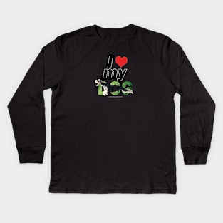 I love (heart) my dog - Schnauzer oil painting word art Kids Long Sleeve T-Shirt